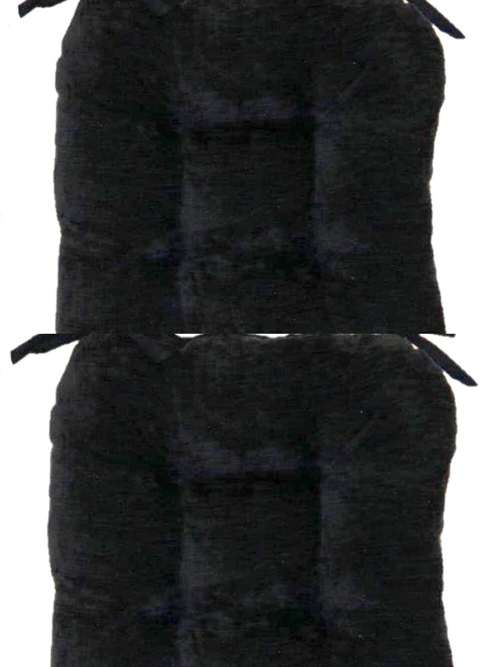 At Home Plush Faux Fur Reversible Tie Seat Cushions- Black
